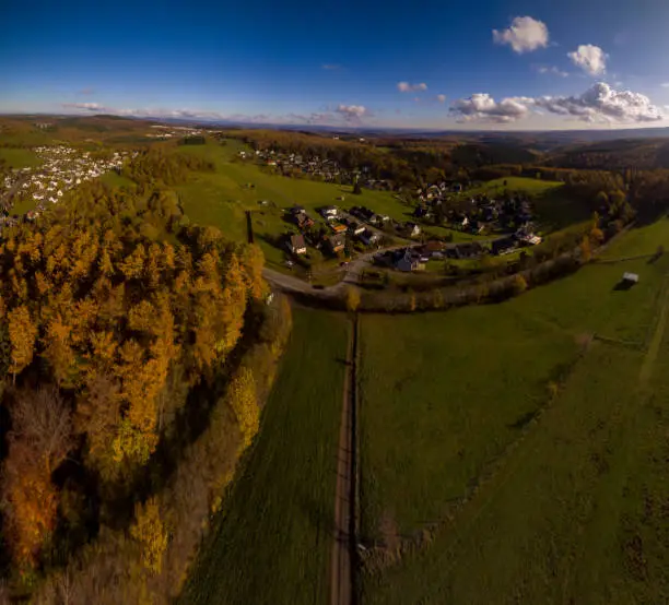 Areal view of Bottenberg village a part of Freudenberg, Germany