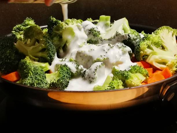 istock Adding ingredients by pouring yummy coconut milk over fresh vegetable curry 1195788228