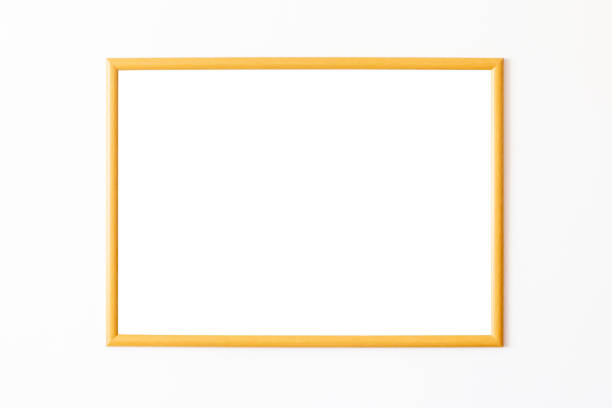 istock Empty wooden square frame in front of white wall 1195788369