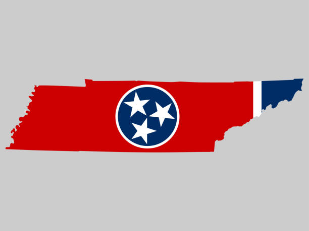 ilustrações, clipart, desenhos animados e ícones de ilustração do vetor da bandeira do mapa de tennessee eps 10 - tennessee map nashville usa