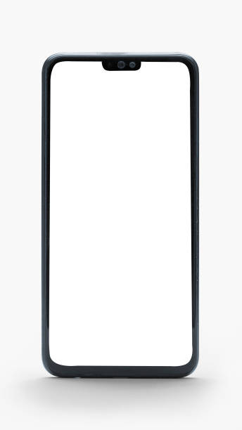 istock White smartphone with white blank screen on isolated white background. 1195792661