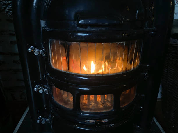 istock Burning wood stove 1195797756