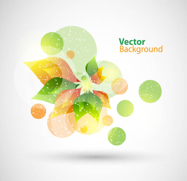 istock Floral abstract vector background with green and orange leaves 1195800680
