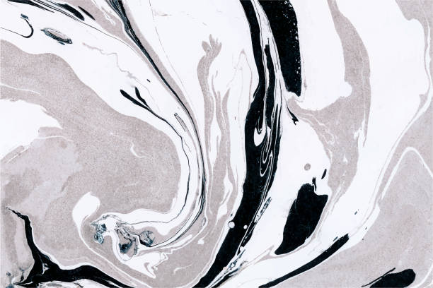 ilustraciones, imágenes clip art, dibujos animados e iconos de stock de textura de tinta vectorial de mármol. gris, plata, blanco y negro patrón de mármol de fondo abstracto. - marbled effect decor granite backgrounds