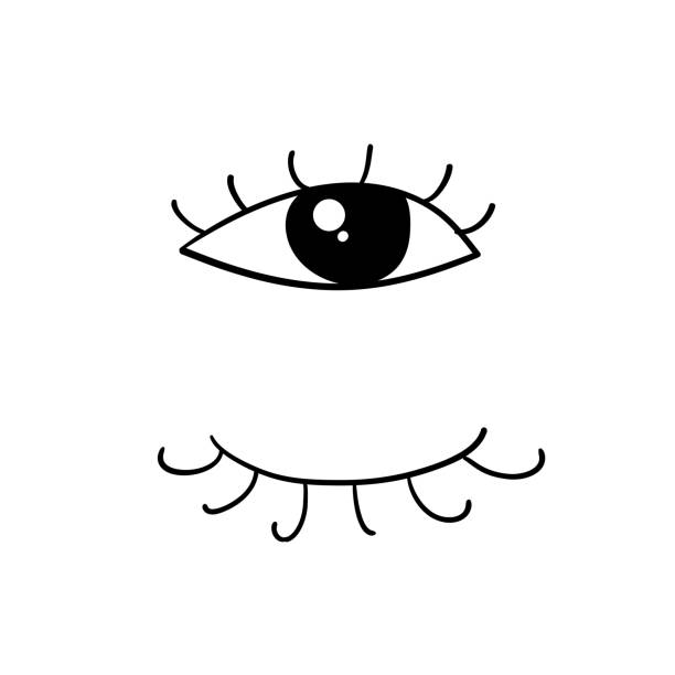 oczy i rzęsy ikona z ręcznie wyrywki doodle stylu doodle - eyes closed blinking human eye closed stock illustrations