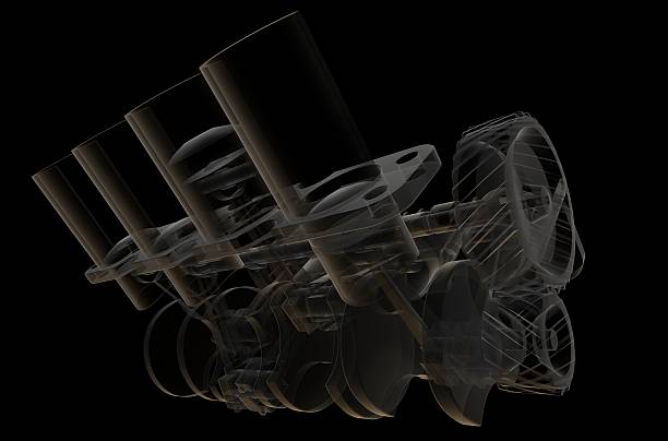 istock X-ray Transparent Internal combustion engine 3D isolated on black 119581355