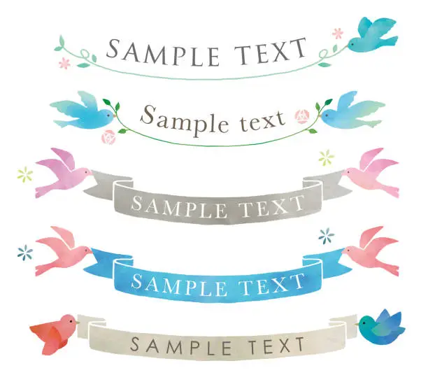 Vector illustration of Birds and ribbon frame