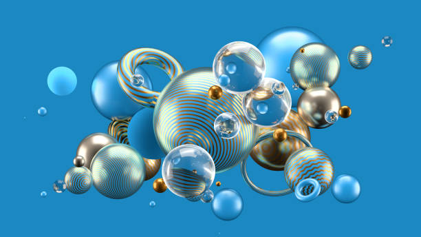 istock Beautiful abstract background with volume elements, balls, texture, lines. 3d illustration, 3d rendering. 1195820154