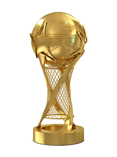 istock Golden trophy with ball and stars 119582016