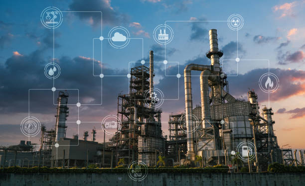 istock Petrochemical industry on sunset. 1195828905