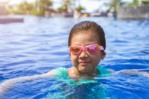 istock Funny child in swimming pool 1195835419