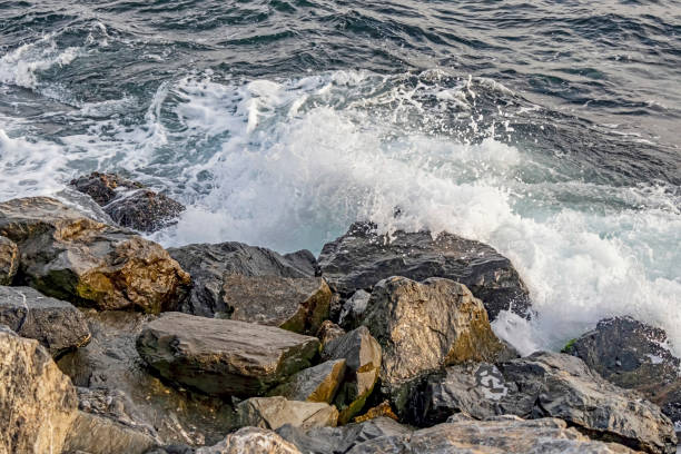 istock rocks and wave at the sea side 1195841636