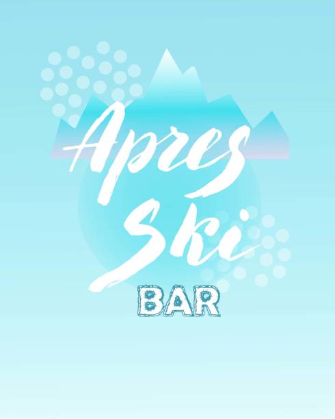 apres skibar broschüre. trendige schriftzug banner. ski-resort-bar-plakat. vektor eps 10. - beer ski apres ski snow stock-grafiken, -clipart, -cartoons und -symbole