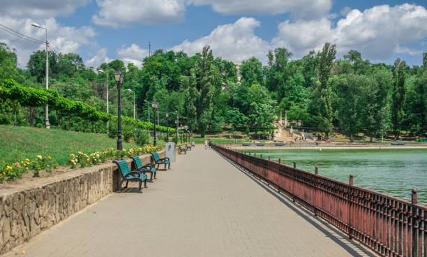 Embankment of Valea Morilor Lake in Chisinau, Moldova Embankment of Valea Morilor Lake in Chisinau, Moldova, on a sunny summer day moldavia photos stock pictures, royalty-free photos & images