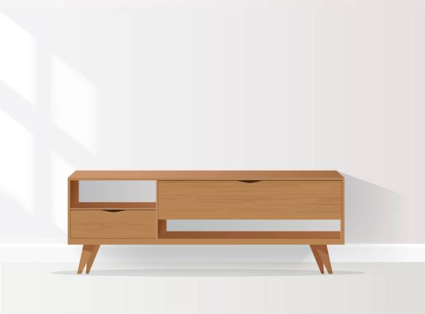 白い背景に隔離された木製のサイドボード。 - sideboard点のイラスト素材／クリップアート素材／マンガ素材／アイコン素材