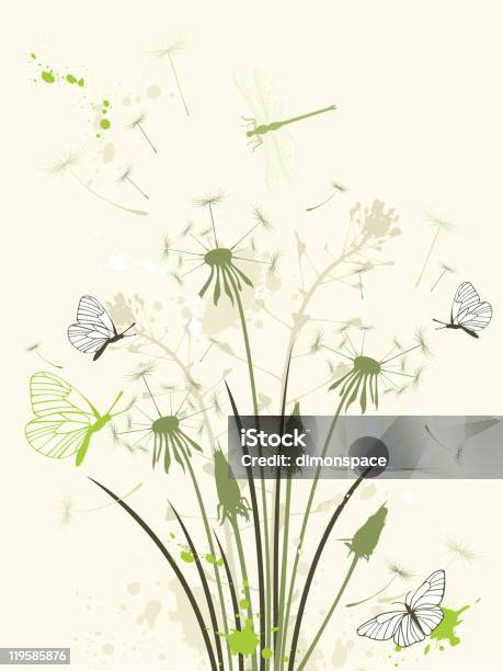 Floral Background With Dandelion Stock Illustration - Download Image Now - Pieris rapae, Backgrounds, Blob