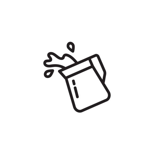 illustrations, cliparts, dessins animés et icônes de pichet versant le lait mince icône de ligne - pouring jug water liquid