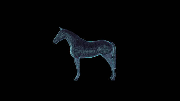 istock Horse Hologram Wireframe. Nice 3D Render on a black background 1195862967