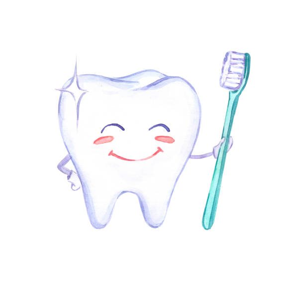 illustrazioni stock, clip art, cartoni animati e icone di tendenza di arte odontoiatria. motivo dei denti. dentista. spazzolino. dentifricio. illustrazione ad acquerello. denti sonori. bel sorriso. infermiera in uniforme. medicina. salute umana. - dentist office illustration and painting dental equipment dental hygiene