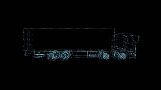 Truck Hologram Wireframe. Nice 3D Render on a black background