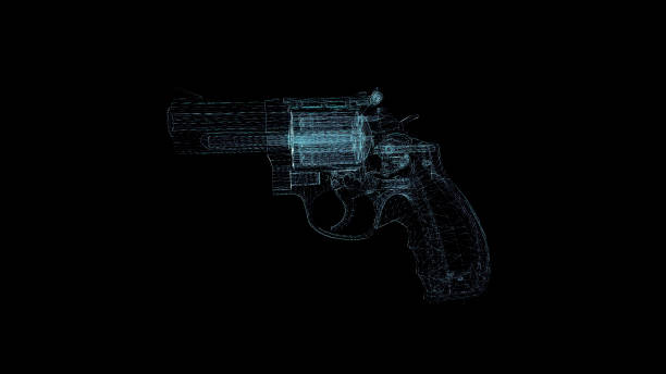istock Arm gun Hologram Wireframe. Nice 3D Render on a black background 1195866062