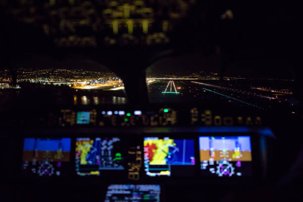istock Modern Airliner Cockpit at Night 1195866578