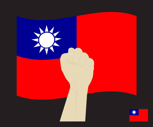 Fist power hand with National flag of Taiwan, Fight for Taiwan concept, cartoon graphic, sign symbol background, vector illustration. Fist power hand with National flag of Taiwan, Fight for Taiwan concept, cartoon graphic, sign symbol background, vector illustration. support usa florida politics stock illustrations