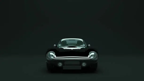Powerful Black Sports Roadster Coupe Car 1960's Style 3d illustration 3d render
