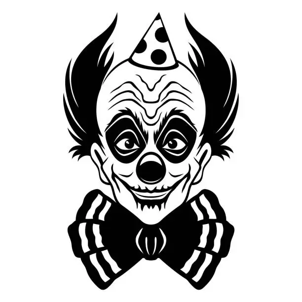 Vector illustration of Sign of scary smiling clown.