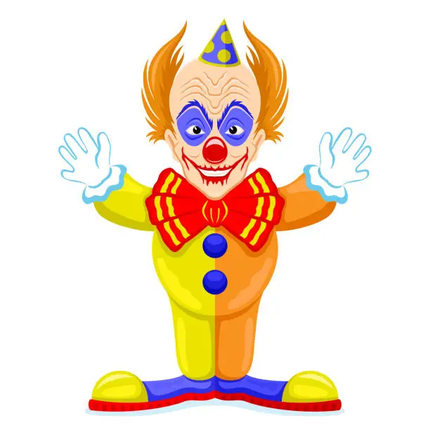 Vector illustration of Scary and funny clown.