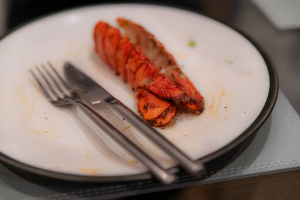 istock Finished eating a large lobster tail 1195873339