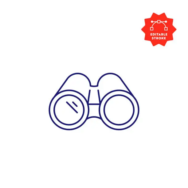 Vector illustration of Binoculars Line Icon with Editable Stroke and Pixel Perfect.