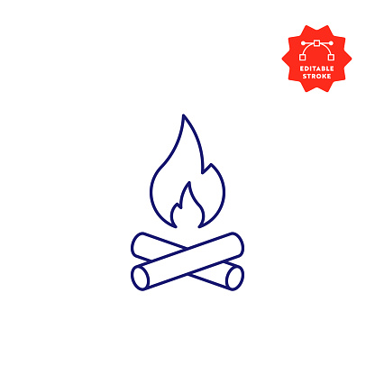 Camp Fire Icon with Editable Stroke and Pixel Perfect.