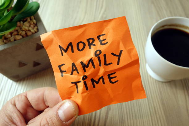 istock More family time - motivational reminder handwritten on sticky note 1195878432