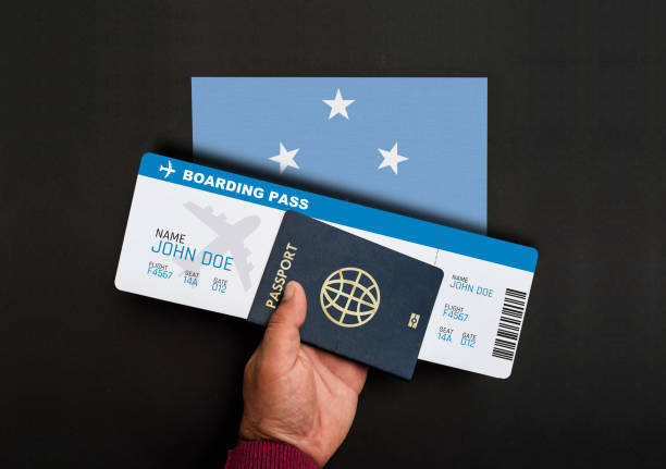 istock passport, boarding pass and flag of Micronesia 1195879782