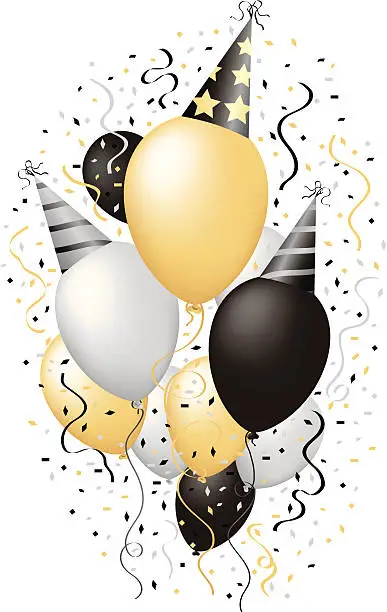 Vector illustration of Happy New Year Celebration Happy Birthday Party Balloons Vector Illustration