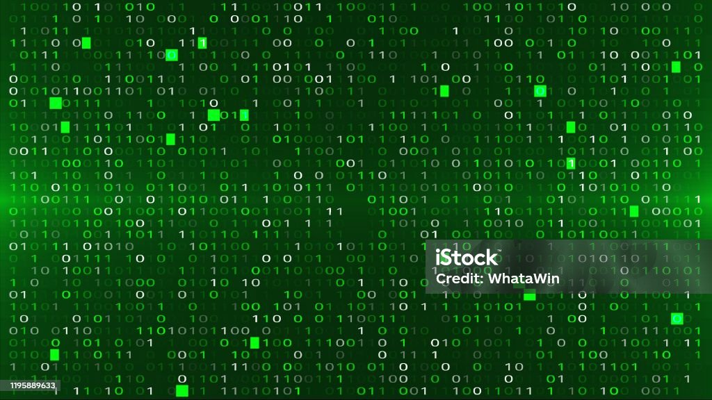 Abstract Green Background With Binary Code Malware Or Hack Attack ...