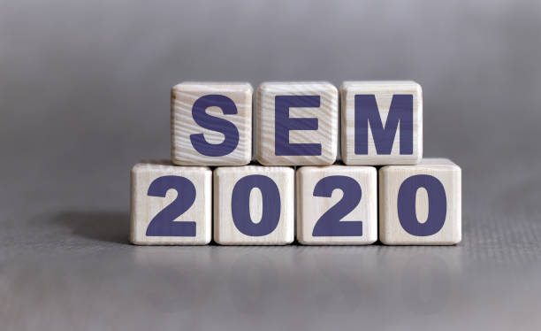 istock Sem 2020 concept. Wooden cubes on a black keyboard 1195893094