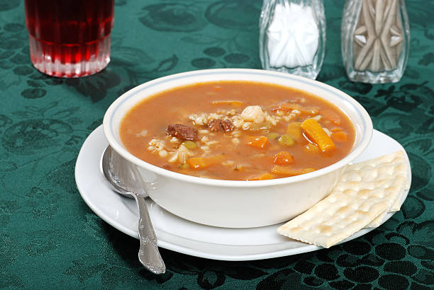 istock beef barley soup with a drink 119589329