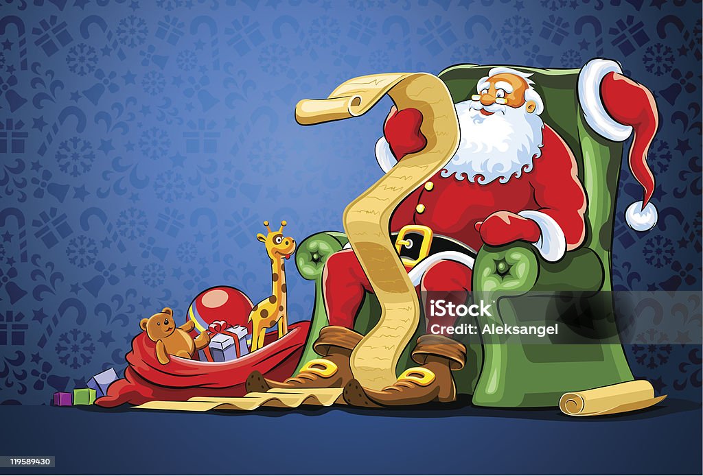 santa claus sitting in chair with sack of gift  Christmas stock vector