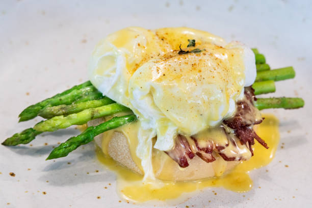 istock Serving of egg benedict with asparagus and bacon 1195895447