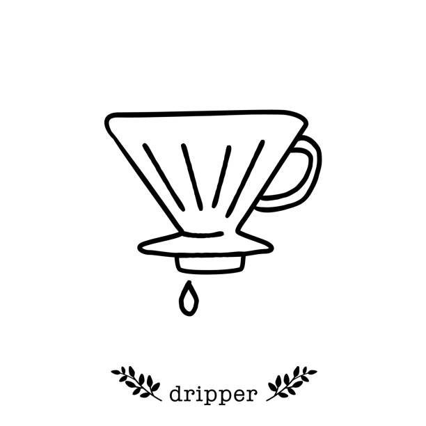 Vector coffee dripper icon in hand drawn style Vector illustration coffee filter stock illustrations