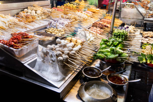 istock Array of local delicacy named lok lok at Jalan Alor 1195895564