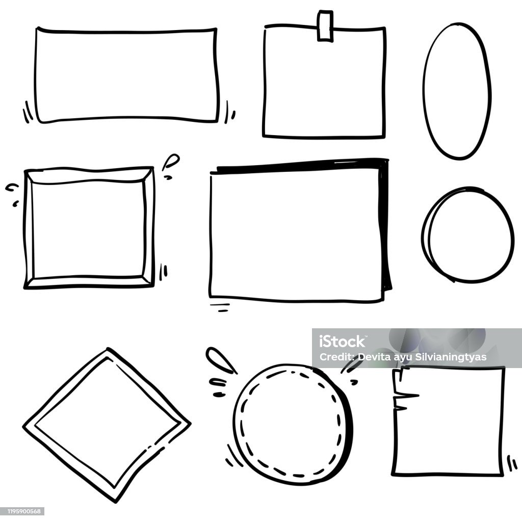 Vẽ Tay Bộ Khung Đơn Giản Và Đường Viền Với Các Hình Dạng Khác Nhau ...