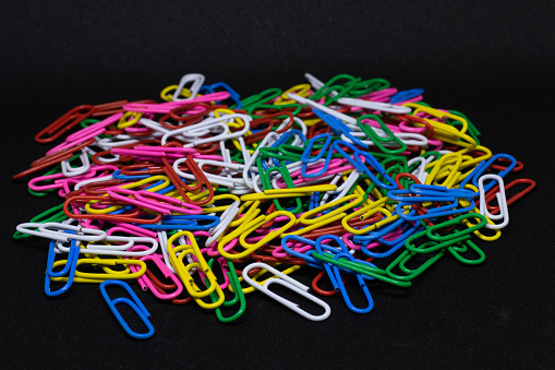 Large amount of colorful paper clips
