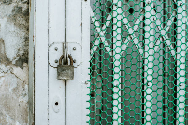 istock Corrugated metal sheet,Slide door ,Roller shutter texture 1195902174