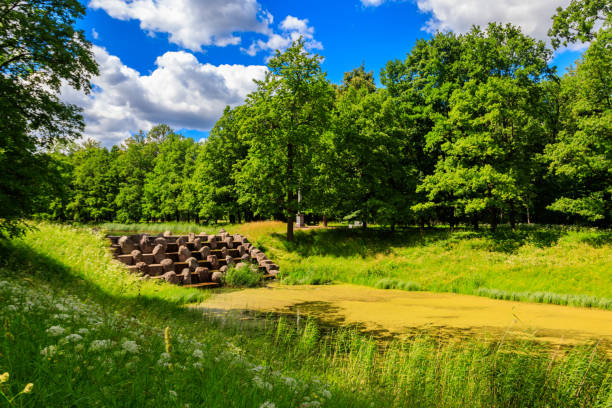 Pushkin, Russia - June 28, 2019: Bridge-cascade \