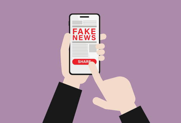 Businessman with mobile phone shares fake news Social media, Fake news, Artificial, Newspaper, The Media, Sharing, Web page fake news stock illustrations