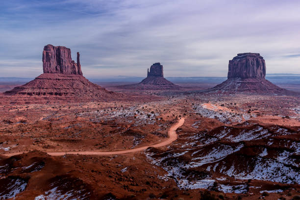 istock The majestic monument valley covered in snow 1195911208