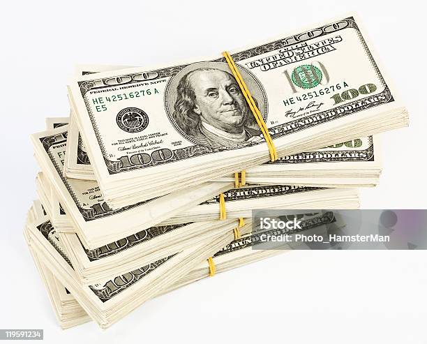 Pakiet Wielu 100 Dolarów Banknotów Usa - zdjęcia stockowe i więcej obrazów Banknot USA - Banknot USA, Sterta - Aranżacja, Bank